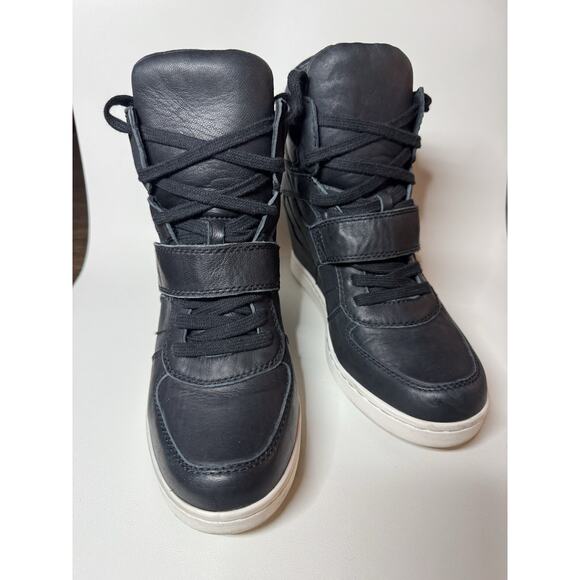 ASH Black Cool Ter Wedge Leather Sneakers Women’s 40 Retro Y2K Shoes - Picture 3 of 10